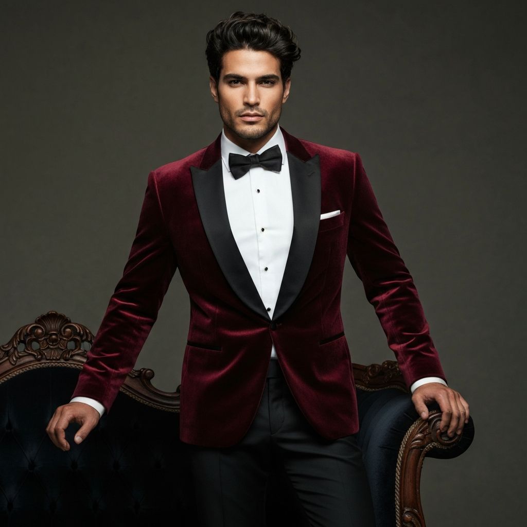 Burgundy Velvet Smoking Jacket